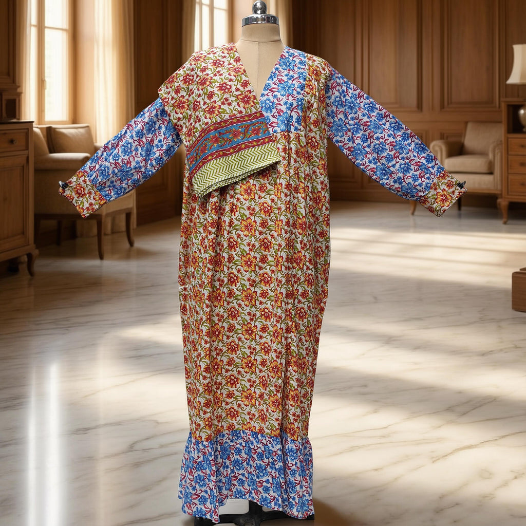 2XL-3XL Yamana With Sheila Printed Cotton Dress 57" Long Jalabiya