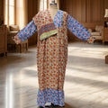 2XL-3XL Yamana With Sheila Printed Cotton Dress 57" Long Jalabiya