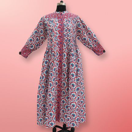 S/M Aafreen Printed Cotton Dress 57" Long Jalabiya