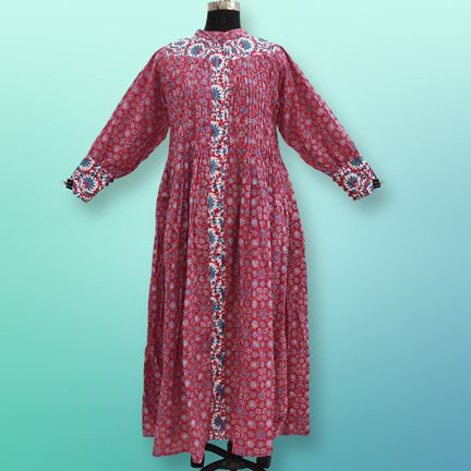 XS/S Aafreen Printed Cotton Dress 54" Long Jalabiya