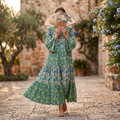 S/M Moon Printed Cotton Dress 57" Long Jalabiya