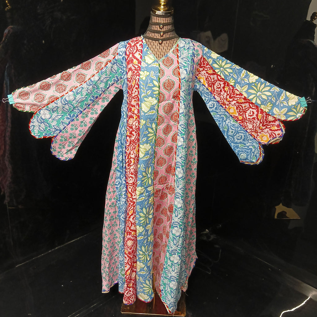 XS/S Meher Crystal Multi Printed Cotton Dress 54" Long Jalabiya