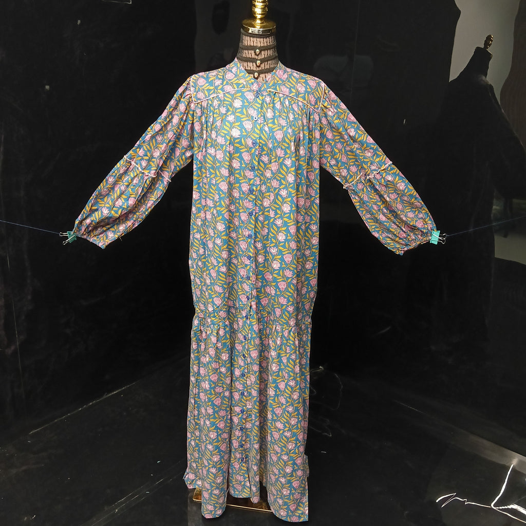 S-M Yazrin Printed Cotton Dress 57" Long Jalabiya