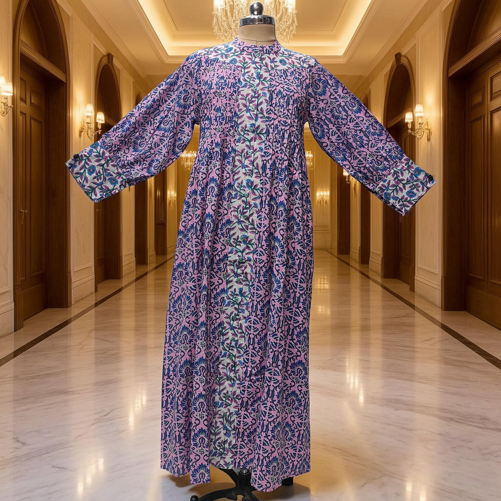 S/M Aafreen Printed Cotton Dress 57" Long Jalabiya