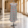 12-13 Year Amani Printed Cotton Girls Dress 50" Short Sleeves Jalabiya
