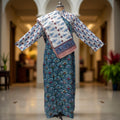 L-XL Honey Printed Cotton Dress 57" Long Jalabiya With Sheila