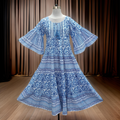 Gaby Blue Printed Cotton Dress Jalabiya
