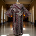 L-XL Zahia Printed Cotton Dress 57" Long Jalabiya With Sheila