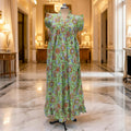 S-M Amani Printed Cotton Dress 57" Short Sleeves Jalabiya