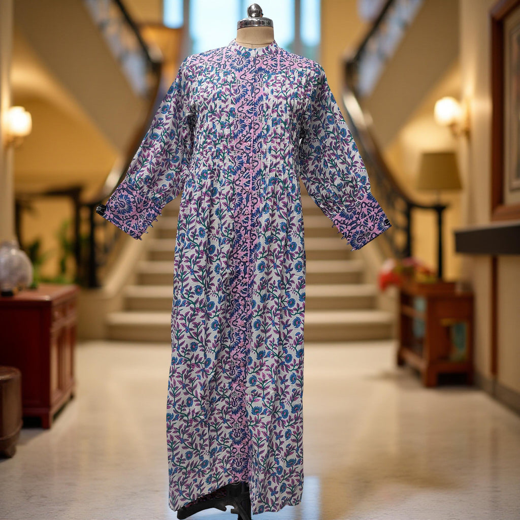 L/XL Aafreen Printed Cotton Dress 57" Long Jalabiya
