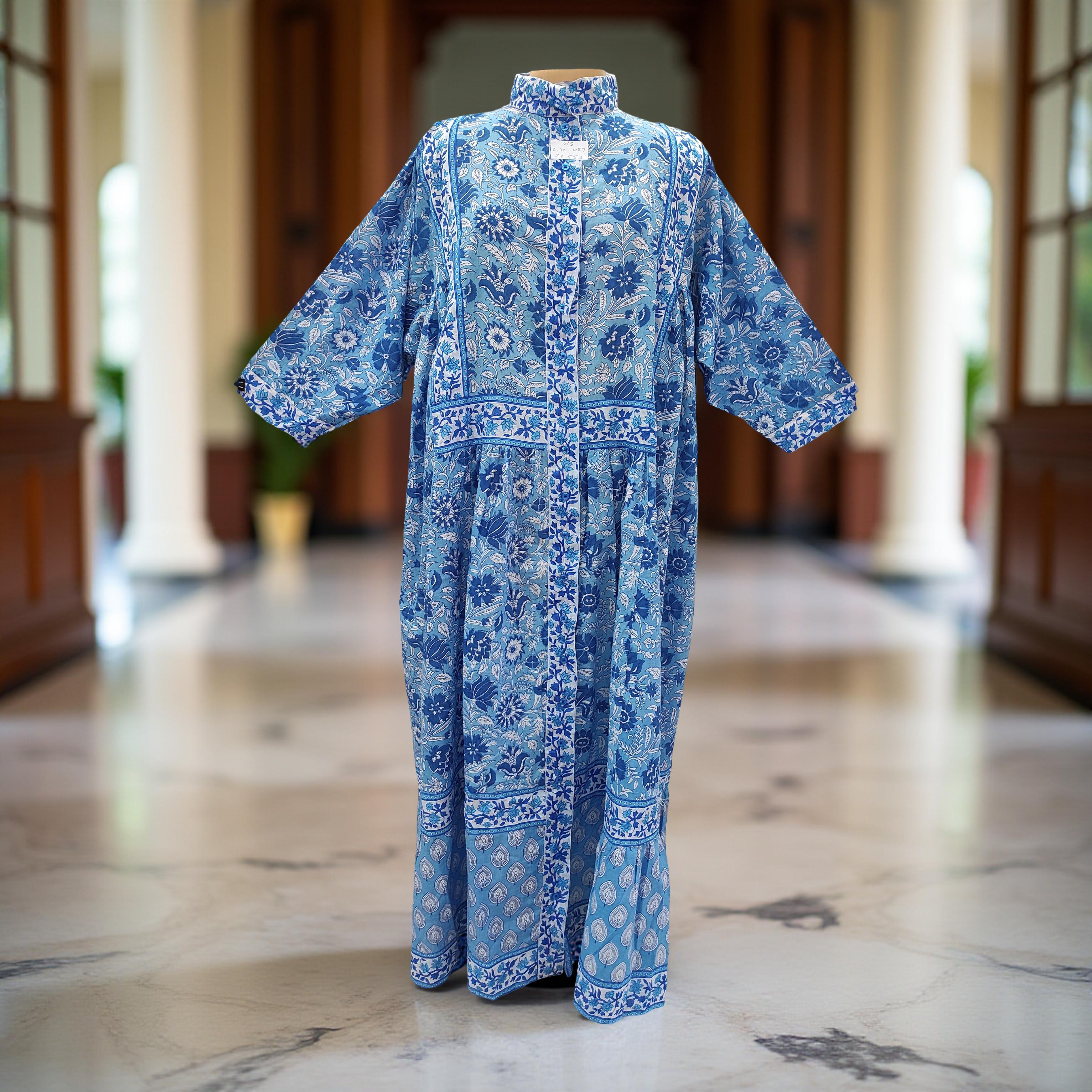 Free Size Faryat Printed Cotton Dress 57" Long Jalabiya