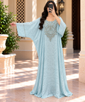 Luxury Silk Jacquard Abaya | Elegant Embroidered Free-Size