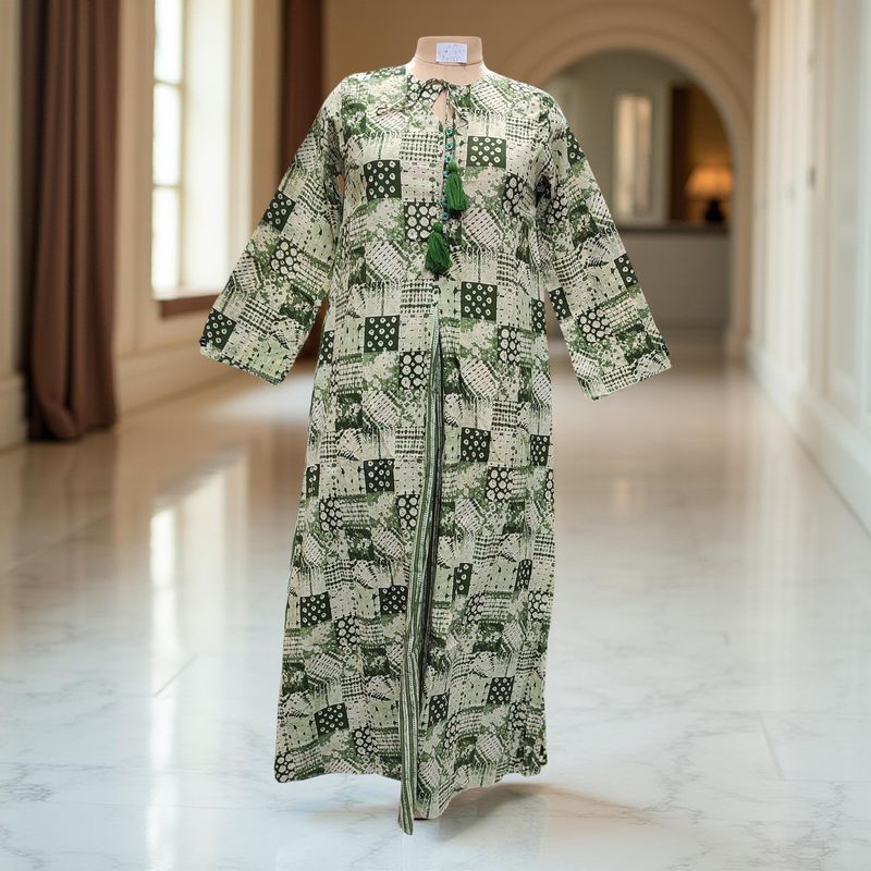 XS/S Nobila Printed Cotton Dress 57" Long Jalabiya