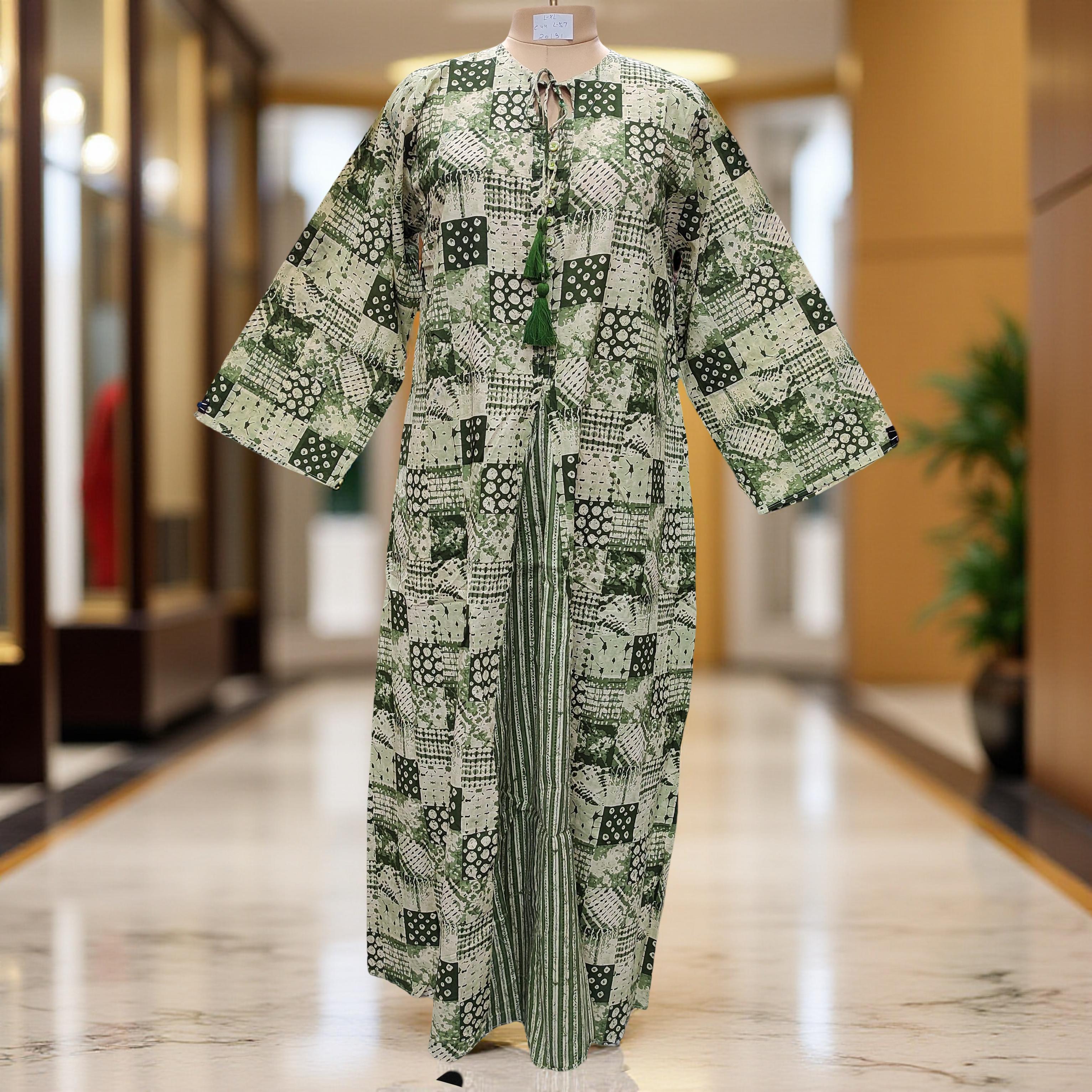 L/XL Nobila Printed Cotton Dress 57" Long Jalabiya