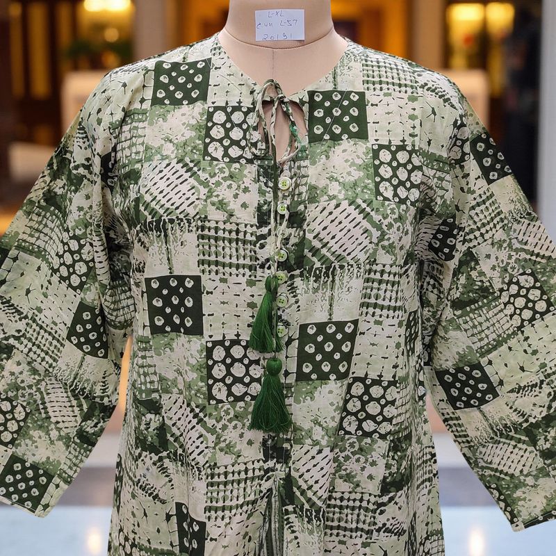 L/XL Nobila Printed Cotton Dress 57" Long Jalabiya