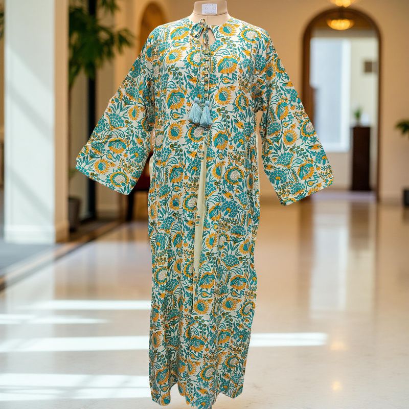 2XL/3XL Nobila Printed Cotton Dress 57" Long Jalabiya