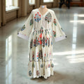 S/M Ari Printed Cotton Dress 57" Long Jalabiya