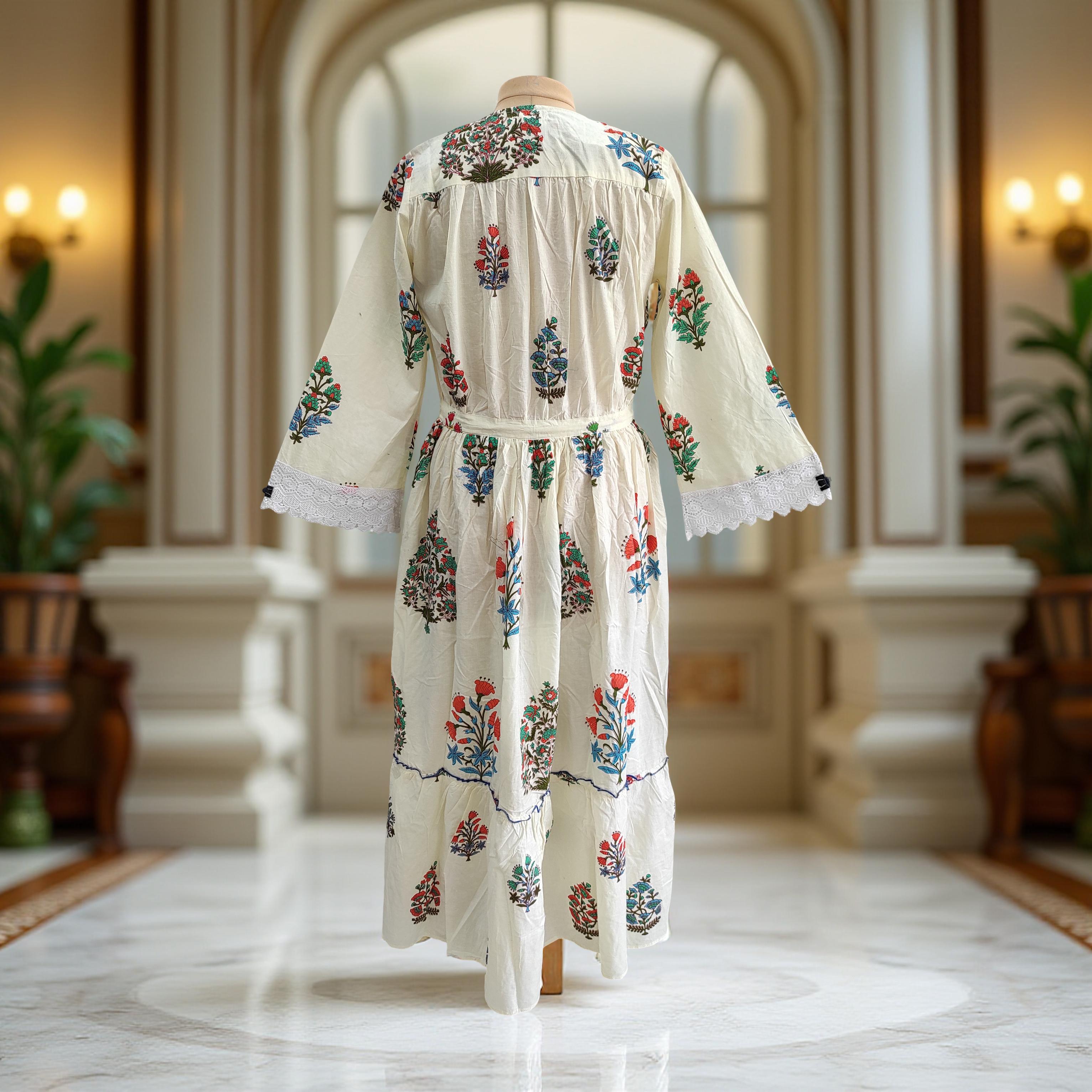 S/M Ari Printed Cotton Dress 57" Long Jalabiya