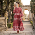 L/XL Hafsa Printed Cotton Dress 57" Long Jalabiya