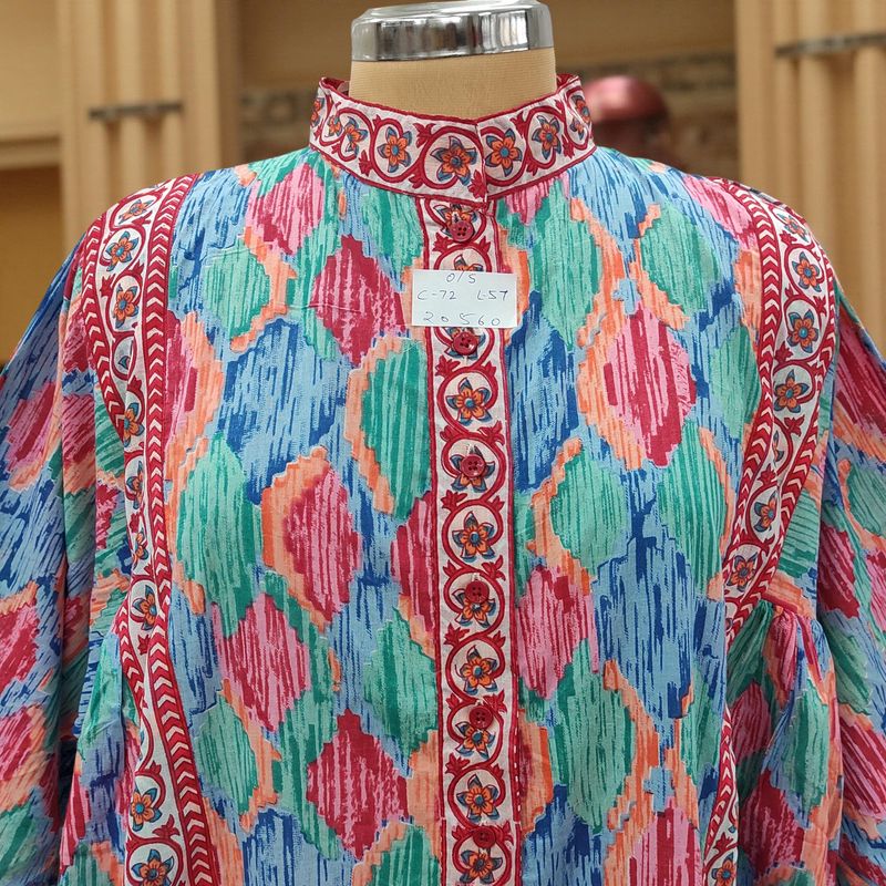 Free Size Faryat Printed Cotton Dress 57" Long Jalabiya