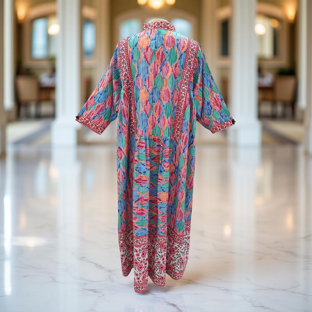 Free Size Faryat Printed Cotton Dress 57" Long Jalabiya