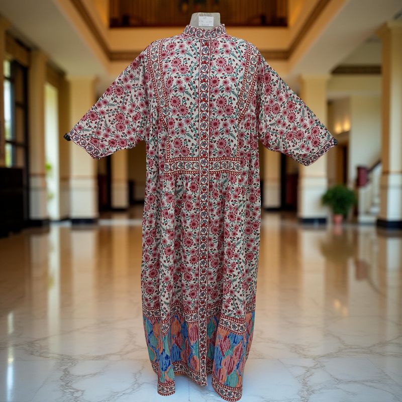 Free Size Faryat Printed Cotton Dress 57" Long Jalabiya