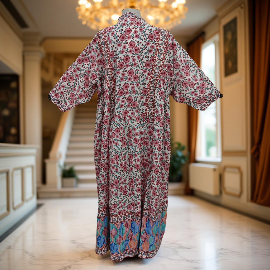 Free Size Faryat Printed Cotton Dress 57" Long Jalabiya
