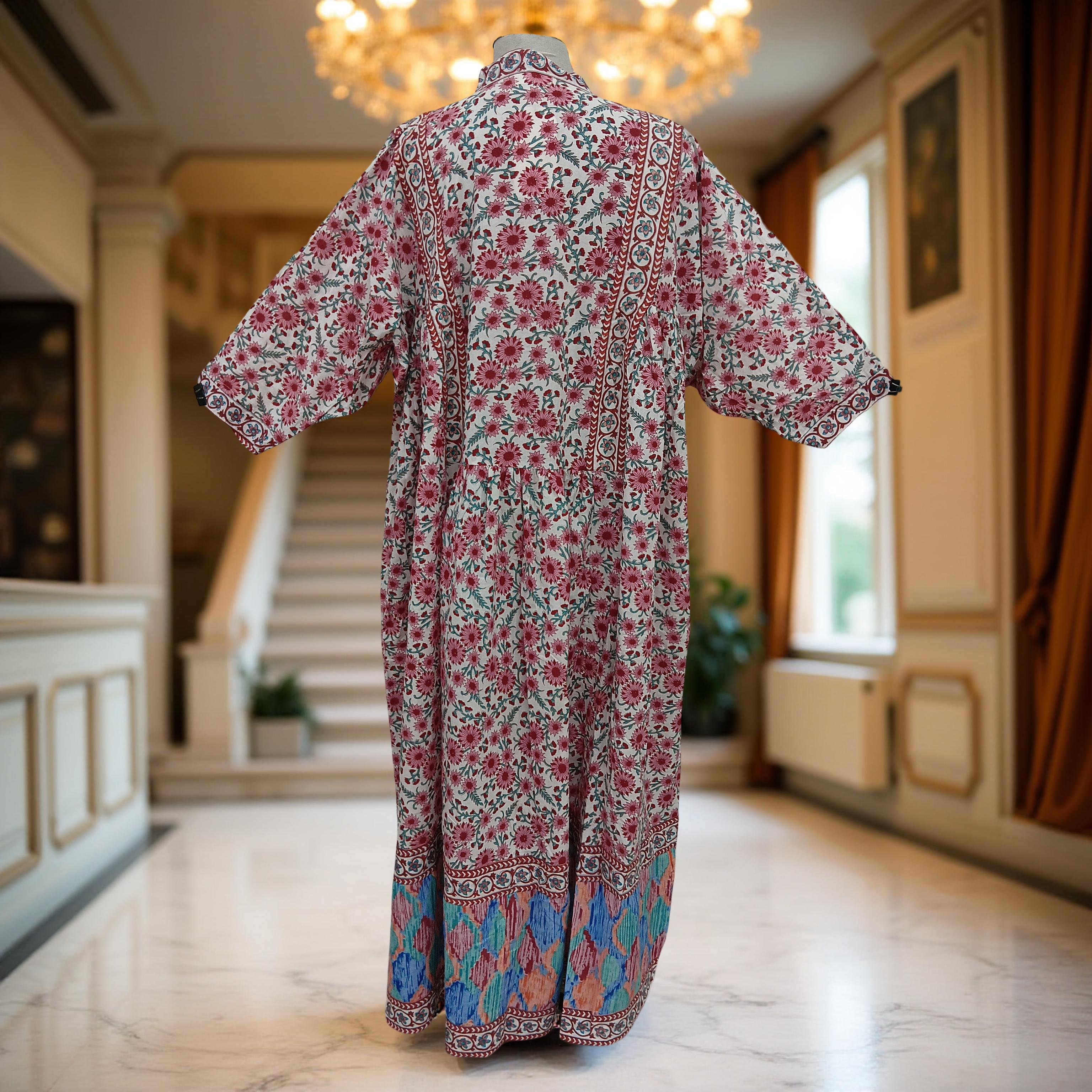 Free Size Faryat Printed Cotton Dress 57" Long Jalabiya