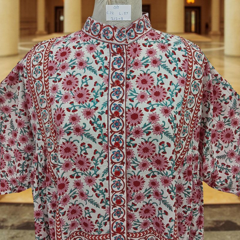 Free Size Faryat Printed Cotton Dress 57" Long Jalabiya