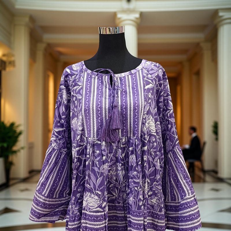 X/XS Gaby Printed Cotton Dress 54" Long Jalabiya