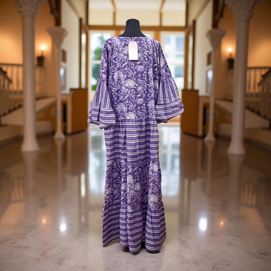 X/XS Gaby Printed Cotton Dress 54" Long Jalabiya