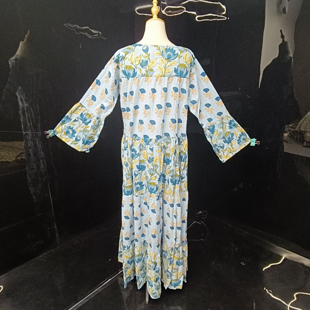 S/M Moon Printed Cotton Dress 57" Long Jalabiya