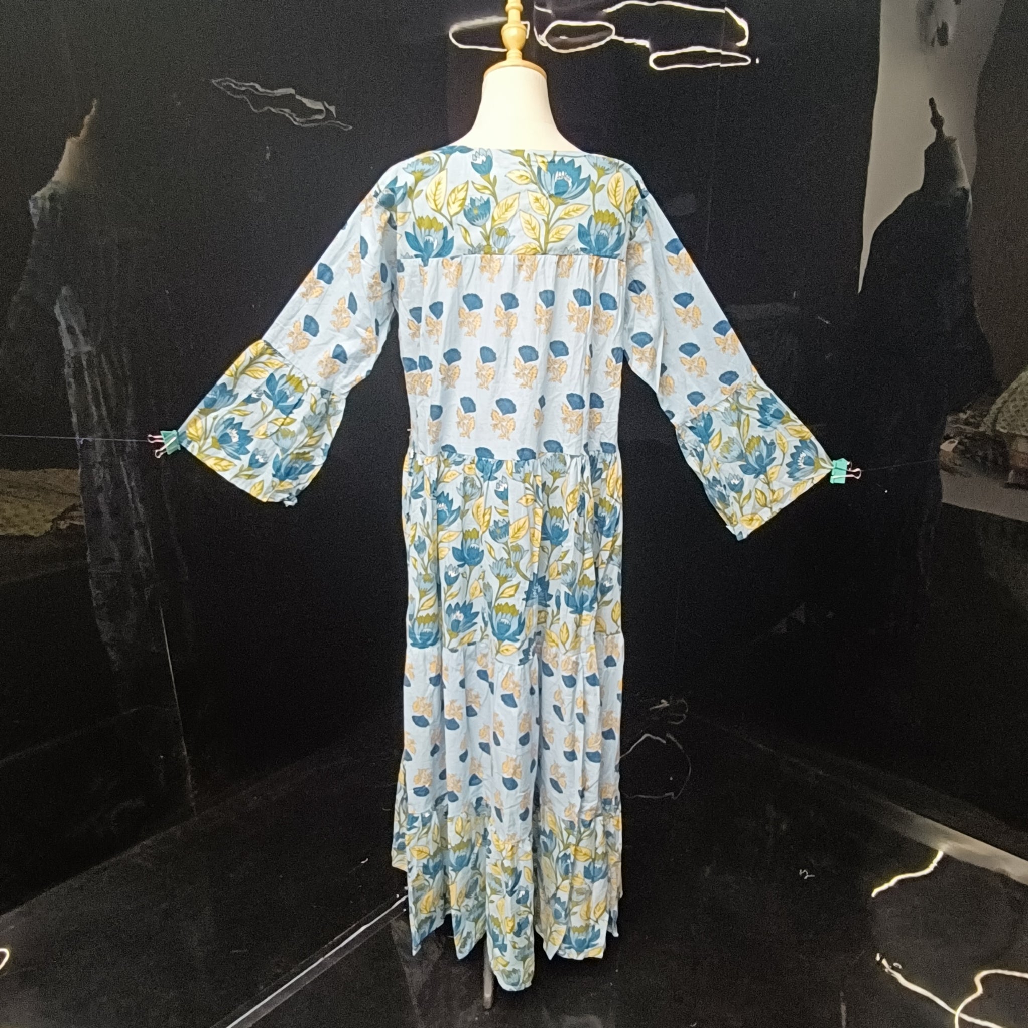 S/M Moon Printed Cotton Dress 57" Long Jalabiya
