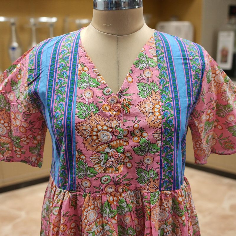 S/M Rahaf Printed Cotton Dress 57" Long Jalabiya