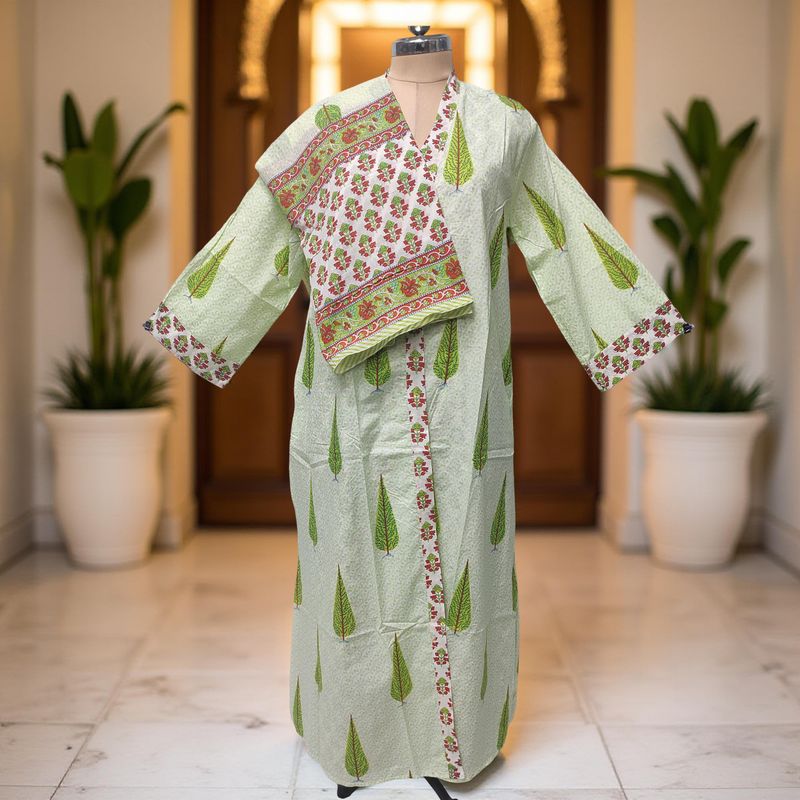 L/XL Abaya With Sheila Inner Set Cotton length 57” Long