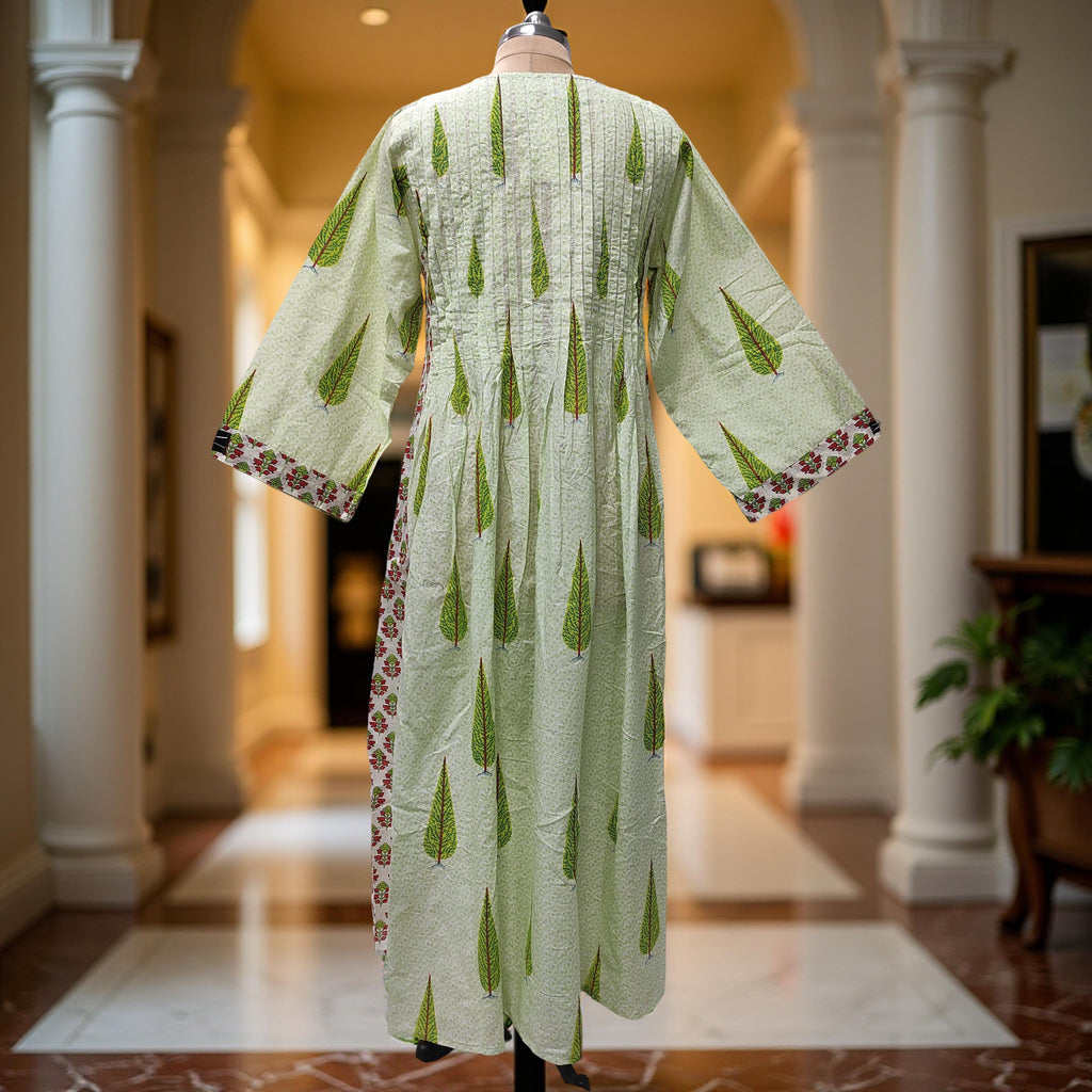 S/M Aaron Printed Cotton Dress 57" Long Jalabiya With Sheila