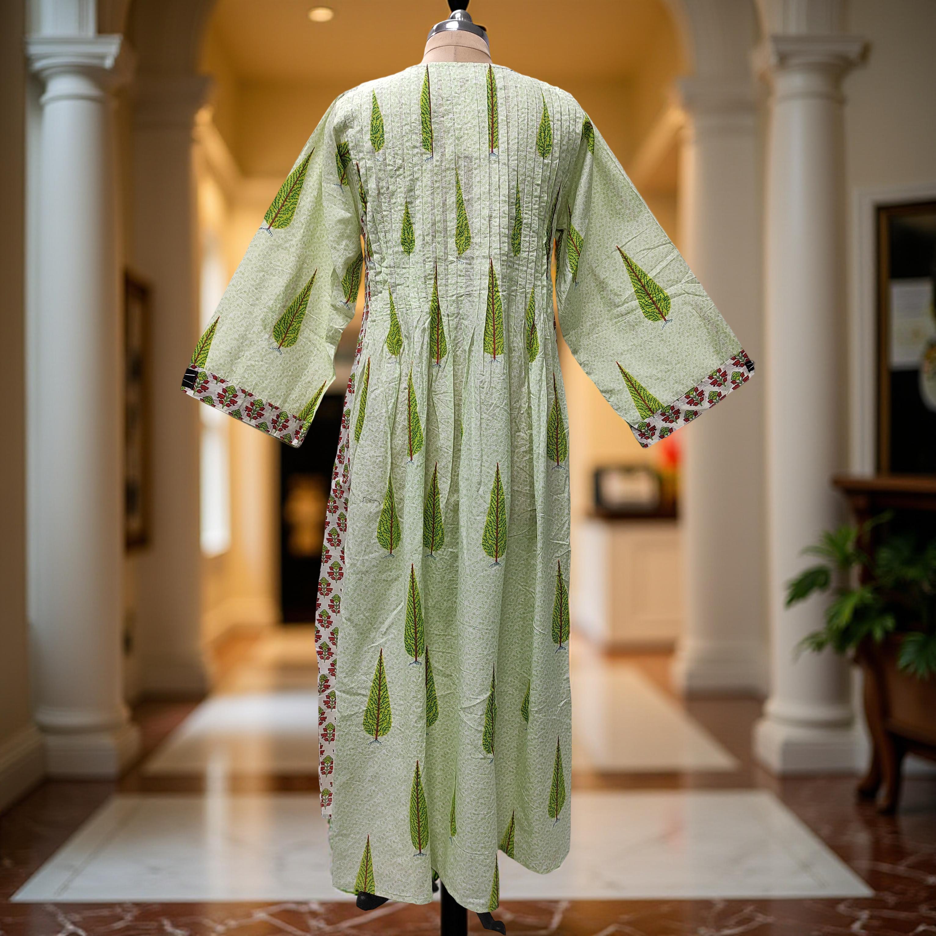 S/M Aaron Printed Cotton Dress 57" Long Jalabiya With Sheila