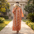 L-XL Zahia Printed Cotton Dress 57" Long Jalabiya
