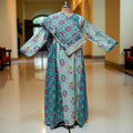 2XL-3XL Heba Printed Cotton Dress 57" Long Jalabiya With Sheila