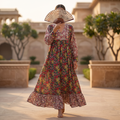 S/M Yamana Printed Cotton Dress 57" Long Jalabiya