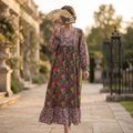 XS/S Yamana Printed Cotton Dress 54" Long Jalabiya