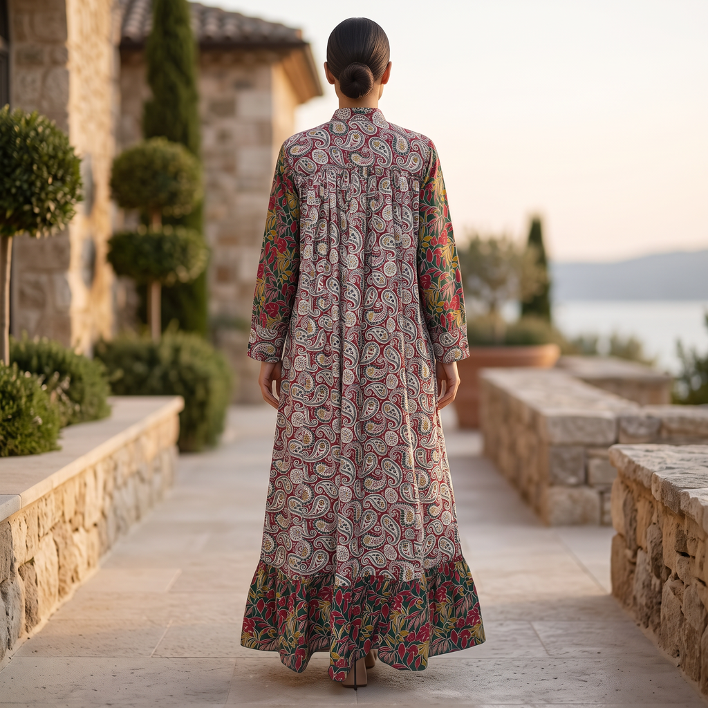 XS/S Yamana Printed Cotton Dress 54" Long Jalabiya