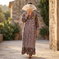 S/M Yamana Printed Cotton Dress 57" Long Jalabiya