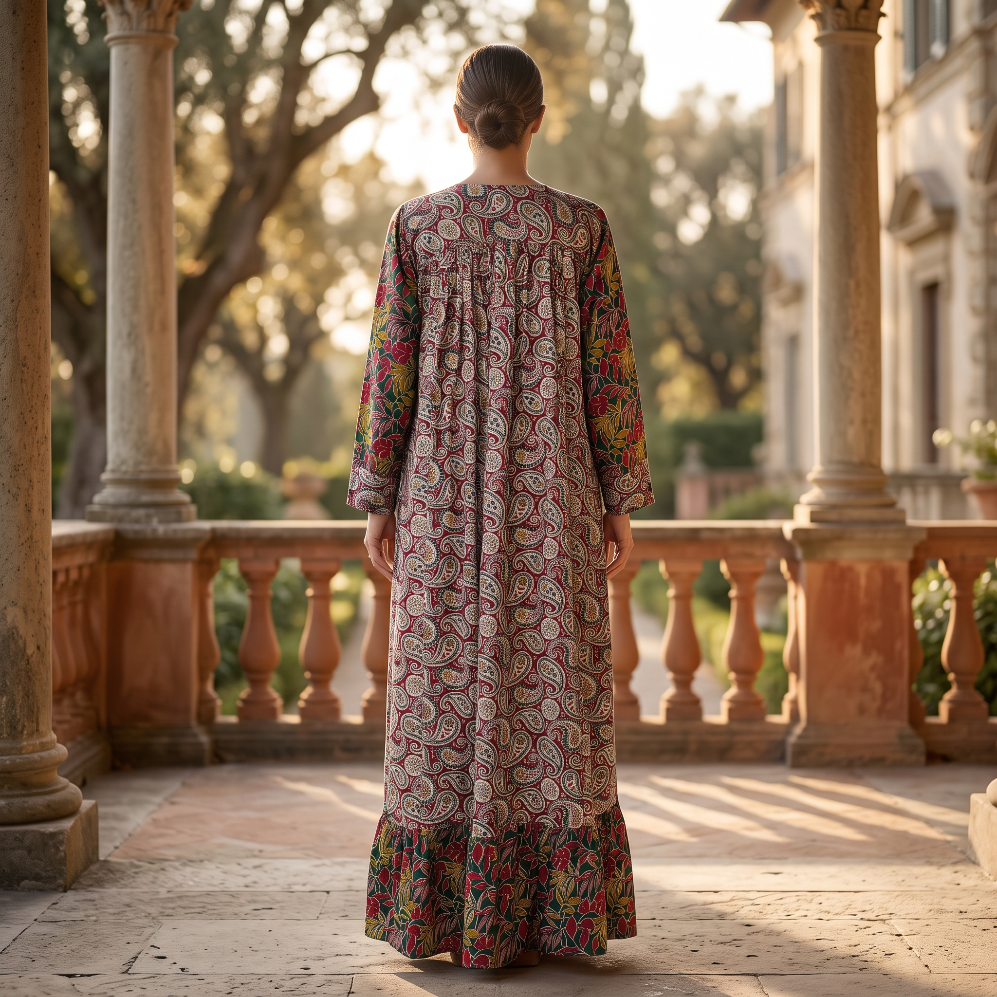 S/M Yamana Printed Cotton Dress 57" Long Jalabiya