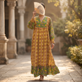 S/M Yamana Printed Cotton Dress 57" Long Jalabiya