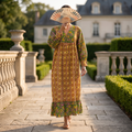 2XL-3XL Yamana Printed Cotton Dress 57" Long Jalabiya