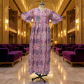 S/M Rahaf Printed Cotton Dress 57" Long Jalabiya
