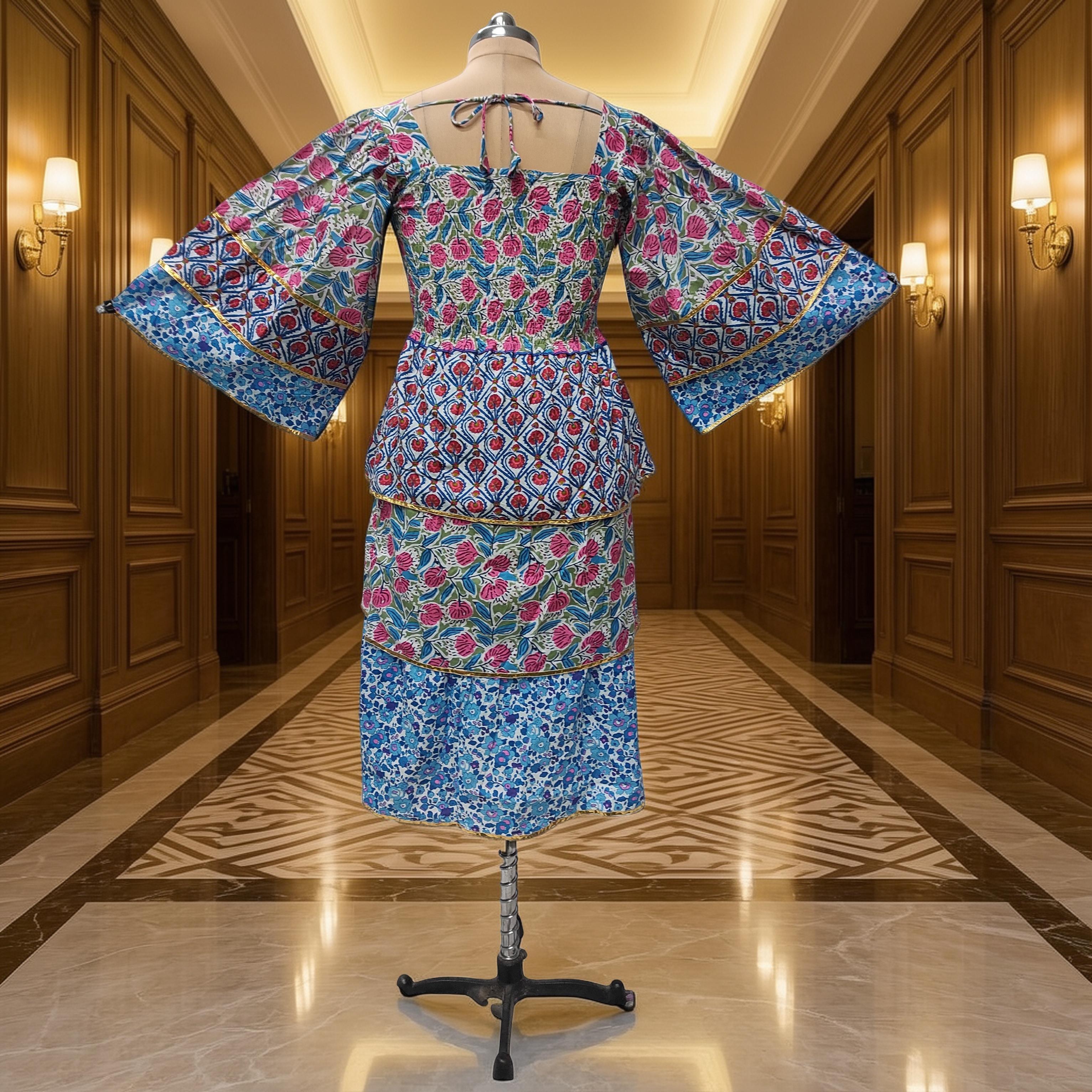 10-11 Year Rahima Printed Cotton Dress 46" Long Jalabiya