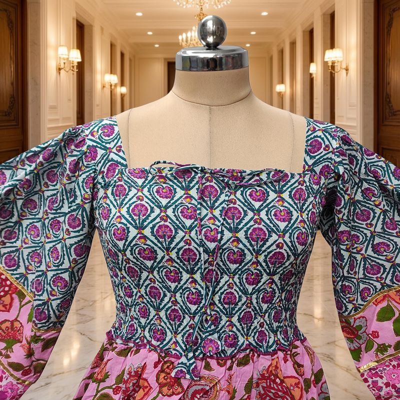 10-11 Year Rahima Printed Cotton Dress 46" Long Jalabiya