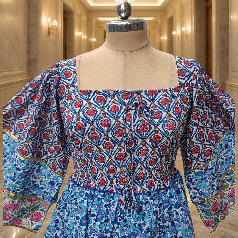 10-11 Year Rahima Printed Cotton Dress 46" Long Jalabiya